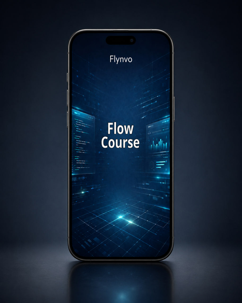 Smartphone displaying 'Flow Course' on a dark background