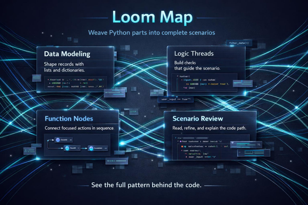 Loom Map software interface with text on a dark background