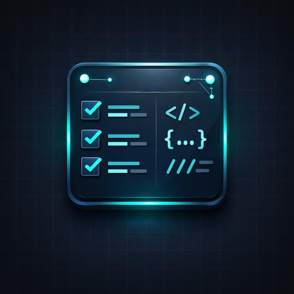 Glowing blue interface elements on a dark grid background